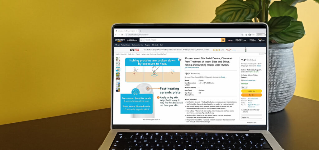 Sprankelfris project voor iProven Bug Bite Buster Amazon listing